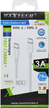 Cavo-Type-c-/type-c-Ricarica-Veloce-3a-1mt-Trasferimento-Dati-Smartphone-F-tc025