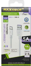 Cavo-Type-c-Usb-2.5mt-Supercharge-Ricarica-Rapida-5a-Dati-Per-Smartphone-F-tc021