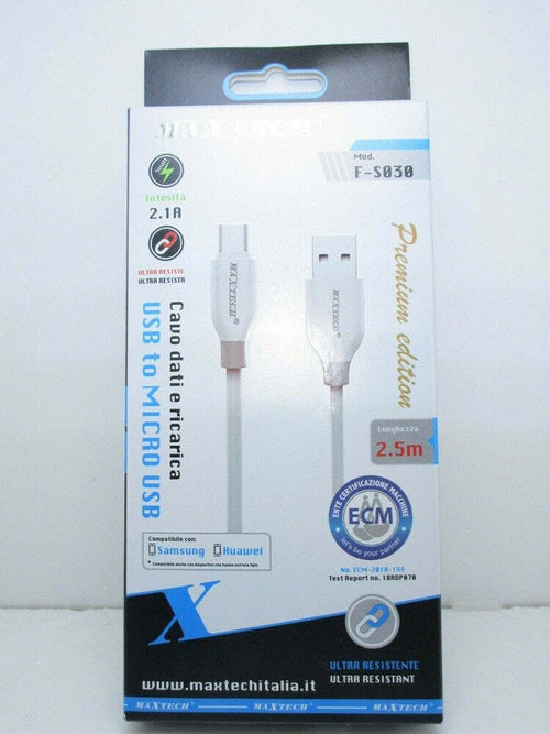 Cavo Usb - Micro Usb 2,1a Per Ricarica Dati Filo Ultra Resistente 2,5 Mt F-s030 Elettronica e telefonia > Telefonia Fissa e Mobile > Accessori Smartphone > Cavi Smartphone Trade Shop italia - Napoli, Commerciovirtuoso.it