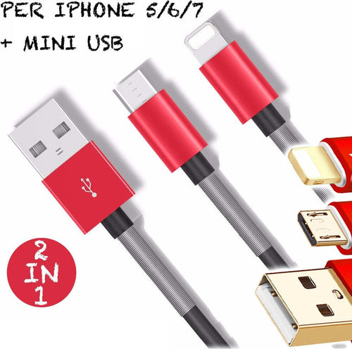 CAVO USB 2.0 CARICATORE BATTERIA E SYNC PER IPHONE 5 6 7 E SAMSUNG 2 IN 1 RAPIDO Elettronica/Cellulari e accessori/Accessori/Cavi e adattatori/Cavi USB Trade Shop italia - Napoli, Commerciovirtuoso.it
