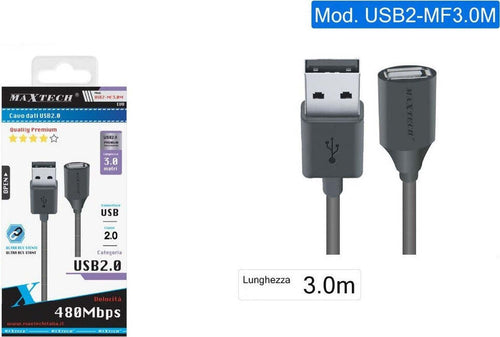 Cavo Usb 2.0 Femmina A Maschio F/m Per Pc Computer 3 Metri Usb2.0-mf3.0m Informatica e Videogiochi > Accessori PC > Adattatori e Convertitori Trade Shop italia - Napoli, Commerciovirtuoso.it