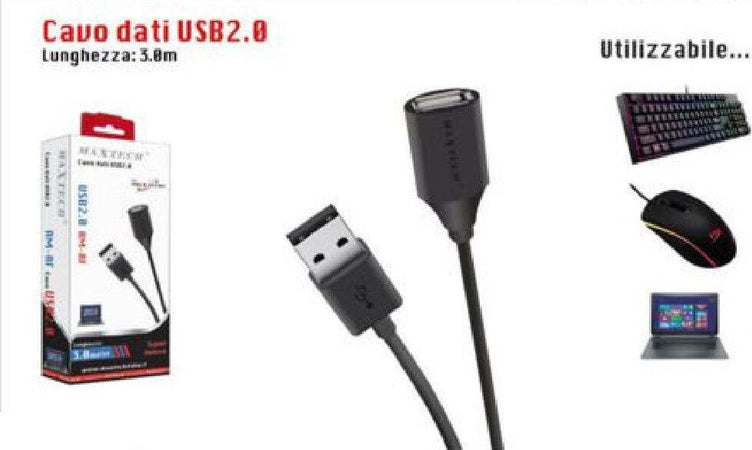 Cavo Usb 2.0 Femmina A Maschio F/m Per Pc Computer 3 Metri Usb2.0-mf3.0m Informatica e Videogiochi > Accessori PC > Adattatori e Convertitori Trade Shop italia - Napoli, Commerciovirtuoso.it