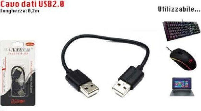 Cavo Usb 2.0 Maschio-maschio Am-am Dati 0.2 Metri Maxtech Usb2.0-0.2m Informatica e Videogiochi > Accessori PC > Accessori USB Trade Shop italia - Napoli, Commerciovirtuoso.it