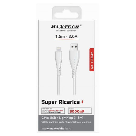 Cavo Usb A Lightning 3 A 1.5mt Ricarica Rapida Dati Per Iphone Ipad Ipod F-ip049