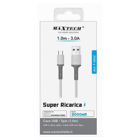 Cavo Usb A Micro Usb 1 Mt 3 A Super Ricarica Dati Per Smartphone Tablet F-s042