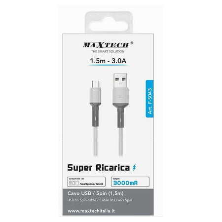 Cavo Usb A Micro Usb 1.5 Mt 3 A Super Ricarica Dati Per Smartphone Tablet F-s043
