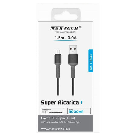 Cavo Usb A Micro Usb 1.5 Mt 3 A Super Ricarica Dati Per Smartphone Tablet F-s043