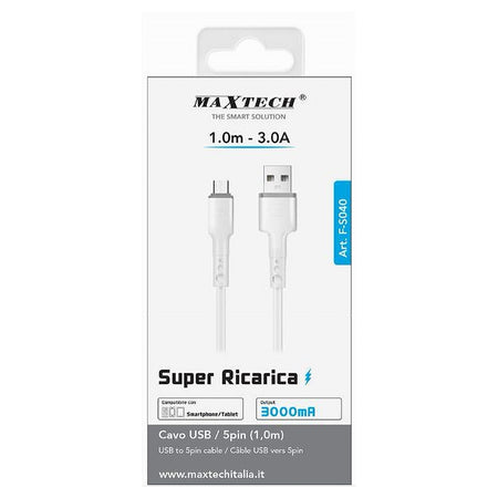 Cavo Usb A Micro Usb 1mt 3 A Super Ricarica Trasferimento Dati Smartphone F-s040