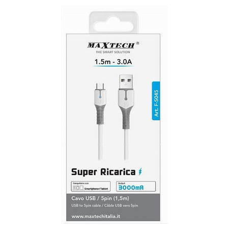 Cavo Usb A Micro Usb Super Ricarica 1.5 Mt 3 A Dati Per Smartphone Tablet F-s045