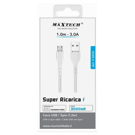 Cavo Usb A Micro Usb Trasferimento Dati Super Ricarica 1 Mt 3a Smartphone F-s050
