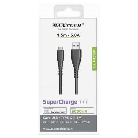 Cavo Usb A Type-c 1.5 Mt 5 A Supercharge Ricarica Dati Smartphone Tablet F-tc049