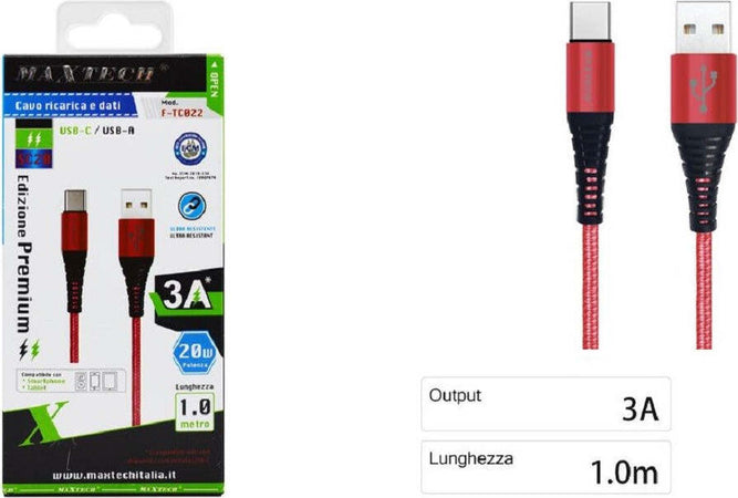 Cavo Usb-a / Type-c 3.0a 1 Mt Dati Ricarica Rapida Per Smartphone Tablet F-tc022 Elettronica e telefonia > Telefonia Fissa e Mobile > Accessori Smartphone > Cavi Smartphone Trade Shop italia - Napoli, Commerciovirtuoso.it