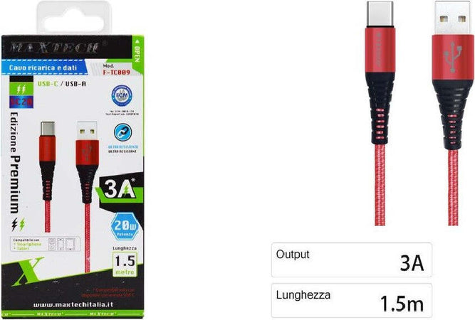 Cavo Usb A Type C Dati Ricarica Per Samsung Huawei 1.5 Metri 3a Maxtech F-tc009 Cavi Smartphone Trade Shop italia - Napoli, Commerciovirtuoso.it