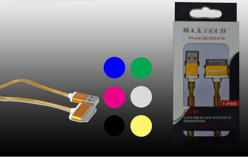 Cavo-Usb-Dati-Apple-Per-Iphone-3gs/3g/4/4s-Caricatore-5v-2000ma-1mt-Maxtech-F-ip006