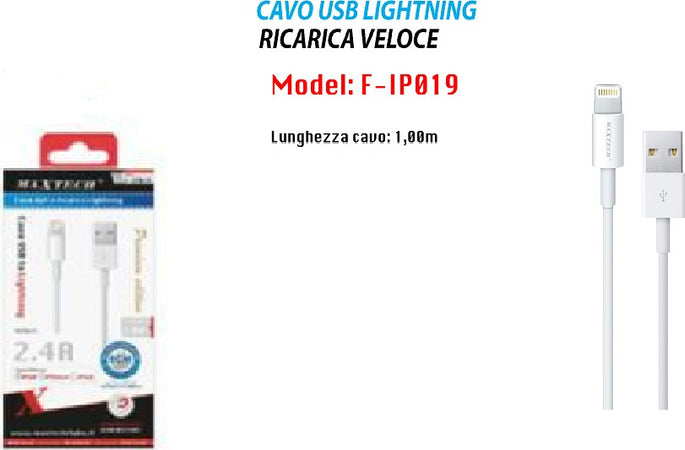 Cavo Usb Dati E Ricarica Per Iphone Ipod Ipad Lightning A Usb 1mt Maxtech F-ip019 Cavi Smartphone Trade Shop italia - Napoli, Commerciovirtuoso.it