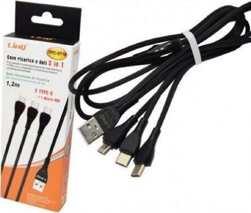 Cavo Usb Di Ricarica Dati 3 In 1 Micro Usb + 2 Type-c Tipo C Linq Tpc-9718 Cavi Smartphone Trade Shop italia - Napoli, Commerciovirtuoso.it