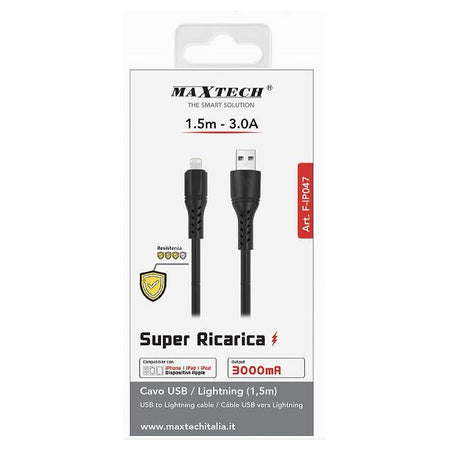 Cavo Usb Lightning 3a 1.5mt Super Ricarica Dati Resistente Iphone Ipad Ipod F-ip047