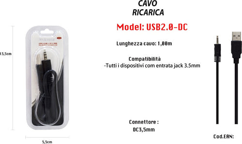 Cavo Usb Ricarica Per Dispositivi Cellulari Entrata Jack 3,5mm 1mt Maxtech Usb2.0-dc Cavi Smartphone Trade Shop italia - Napoli, Commerciovirtuoso.it