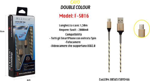 Cavo Usb Simply Colour X Smartphone Fotocamere 5volt - 2000ma 1,5mt Maxtech F-s016 Cavi Smartphone Trade Shop italia - Napoli, Commerciovirtuoso.it