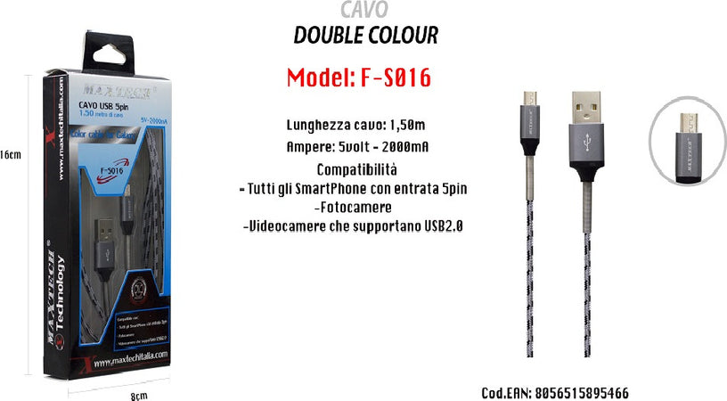 Cavo Usb Simply Colour X Smartphone Fotocamere 5volt - 2000ma 1,5mt Maxtech F-s016 Cavi Smartphone Trade Shop italia - Napoli, Commerciovirtuoso.it