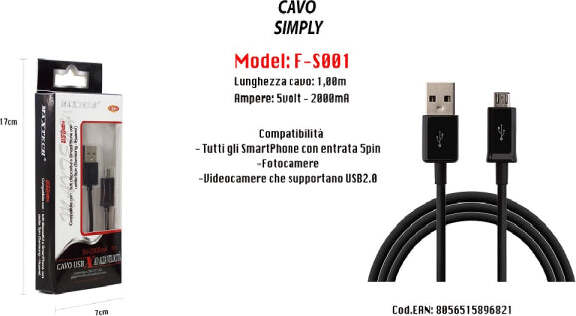 Cavo-Usb-Simply-Smartphone-Samsung-5volt---2000ma-1,00mt-5pin-Maxtech-F-s001