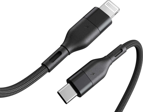 Cavo USB tipe C lightning 1 Metro 27 W Nero in Nylon Intrecciato compatibile iPhone iPad