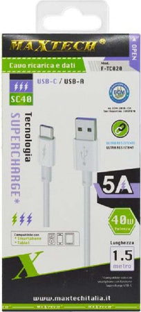 Cavo-Usb-Type-c-5a-1.5-Metri-Dati-Ricarica-Rapida-Per-Smartphone-Tablet-F-tc020