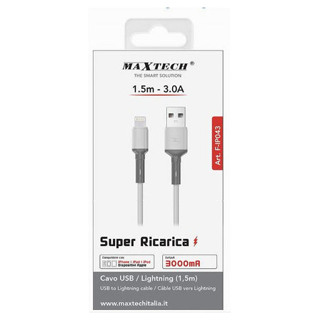 Cavo Usb/lightning 3a 1.5 Metri Super Ricarica Dati Per Ipad Ipod Iphone F-ip043