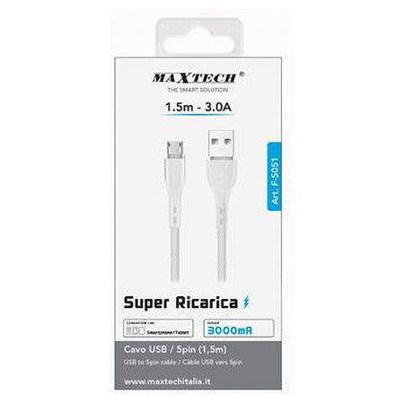Cavo Usb/micro Usb Trasferimento Dati Super Ricarica 1.5 Mt 3a Smartphone F-s051