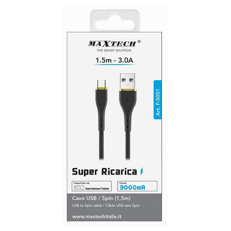 Cavo Usb/micro Usb Trasferimento Dati Super Ricarica 1.5 Mt 3a Smartphone F-s051