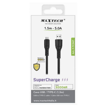 Cavo Usb/type-c 1.5mt 5a Supercharge Ricarica Dati Resistente Smartphone F-tc047