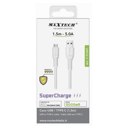 Cavo Usb/type-c 1.5mt 5a Supercharge Ricarica Dati Resistente Smartphone F-tc047