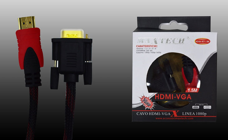 Cavo Vga A Hdmi Telato 1,5mt Segnale Video Pc A Lettori Hdmi Maxtech Hdva-rt1.5m Elettronica e telefonia > Accessori Audio e Video > Cavi Audio e Video Trade Shop italia - Napoli, Commerciovirtuoso.it