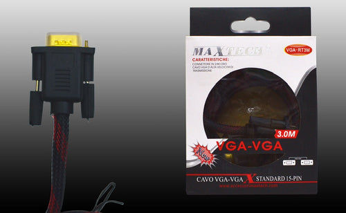 Cavo Vga-vga Telato Monitor Tv Pc Da 3.0 Metri M/m 15 Pin 24 K Maxtech Vga-rt3m Elettronica e telefonia > Accessori Audio e Video > Cavi Audio e Video Trade Shop italia - Napoli, Commerciovirtuoso.it