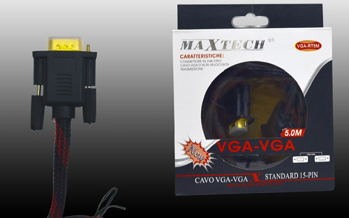 Cavo Vga/vga Maschio-maschio 5mt Retinato 15 Pin Filo Per Pc Tv Maxtech Vga-rt5m Elettronica e telefonia > Accessori Audio e Video > Cavi Audio e Video Trade Shop italia - Napoli, Commerciovirtuoso.it