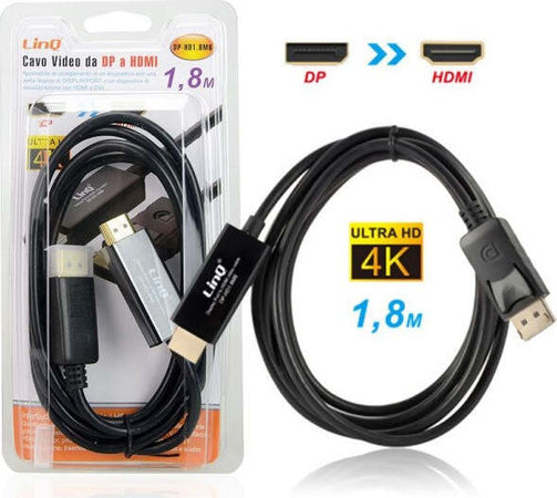 Cavo-Video-Convertitore-Da-Displayport-Dp-A-Hdmi-1.8-Mt-Ultra-Hd-4k-Dp-hd1.8m