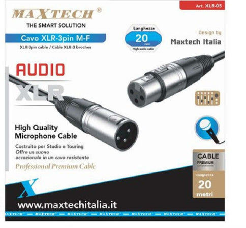 Cavo Xlr Maschio / Femmina 3 Pin Audio Prolunga Per Microfono Da 20 Metri Xlr-05 Elettronica e telefonia > Accessori Audio e Video > Cavi Audio e Video Trade Shop italia - Napoli, Commerciovirtuoso.it