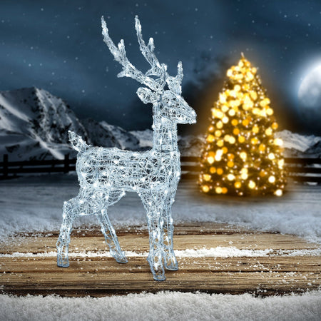 Renna luminosa in acrilico con led bianco freddo per esterno ed interno