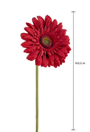 Fiore decorativo "Gerbera" con petali rosso decorazione centrotavola h 62 cm