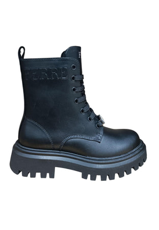 Scarpe anfibio Bambine e ragazze ferrè MARTIN nero laccio e zip laterale