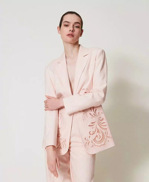 Twinset Giacca donna in misto lino con ricamo 251TP2160
