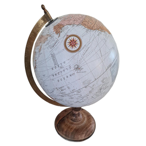 Mappamondo decorativo per scrivania con piedistallo in legno h 38 cm
