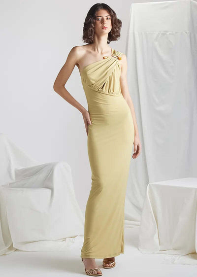 CELYE-|-Abito-monospalla-con-accessorio