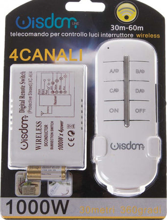 CENTRALINA 4 CANALI + TELECOMANDO WIRELESS WISDOM PER CONTROLLO LUCI LED 1000Wx4 Fai da te/Materiale elettrico/Quadri elettrici Trade Shop italia - Napoli, Commerciovirtuoso.it