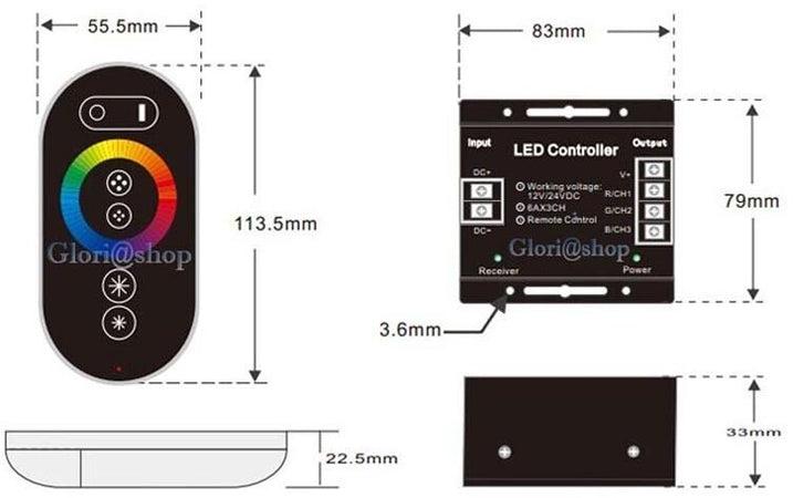 Centralina Telecomando Per Striscia Led Rgb Controller Wireless 12v Each