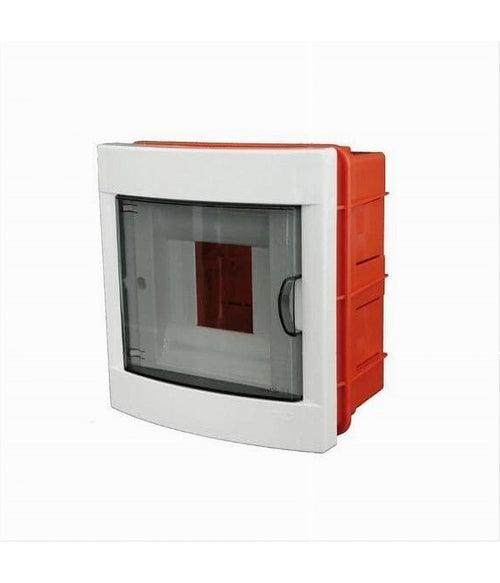 Centralino Da Incasso 4 Moduli Cornice Bianca Portello Fumè 16x17x8cm Ip40 Fg14304