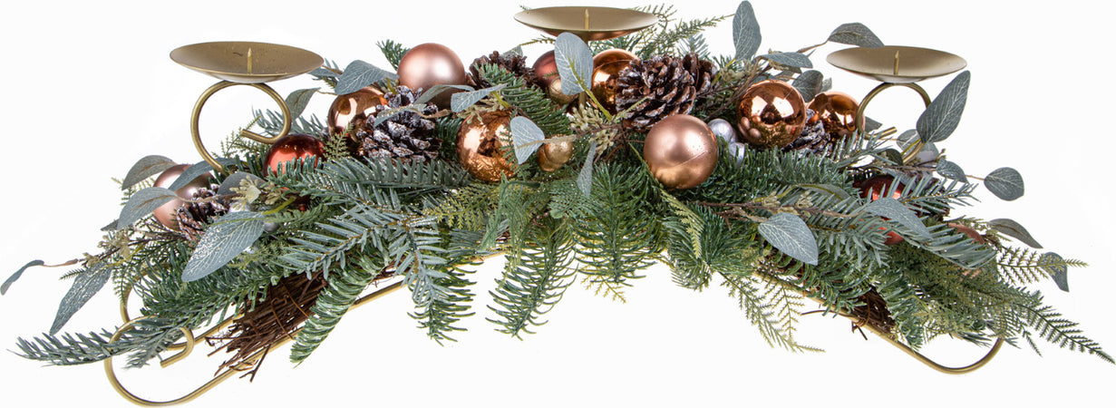 Centro tavola natalizio ghirlanda rami e palline, con 3 portacandele da 72 cm Casa e cucina/Decorazioni per interni/Addobbi e decorazioni per ricorrenze/Decorazioni natalizie/Orpelli e festoni MagiediNatale.it - Altamura, Commerciovirtuoso.it