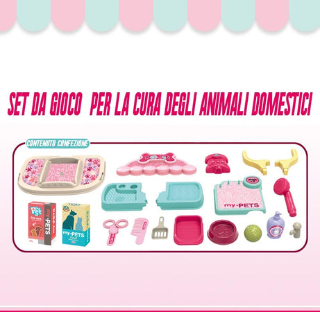 Centro Veterinario Trolley Giocattolo Cane Gioco Kit Cura Animali Accessori 2in1