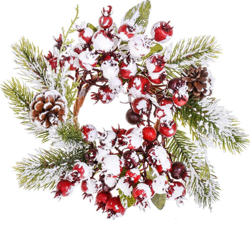 Centrotavola innevato natalizio decorazione con bacche rosse e pigne ø 26 cm Casa e cucina/Decorazioni per interni/Candele e portacandele/Candele/Candele a colonna MagiediNatale.it - Altamura, Commerciovirtuoso.it