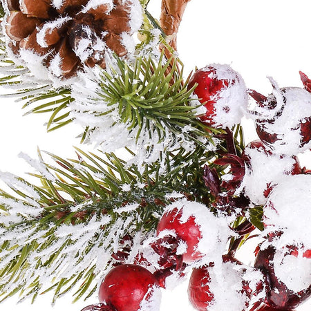 Centrotavola Innevato Natalizio Decorazione Con Bacche Rosse E Pigne Ø 26 Cm Casa e cucina/Decorazioni per interni/Accessori decorativi/Ghirlande La Zappa - Altamura, Commerciovirtuoso.it